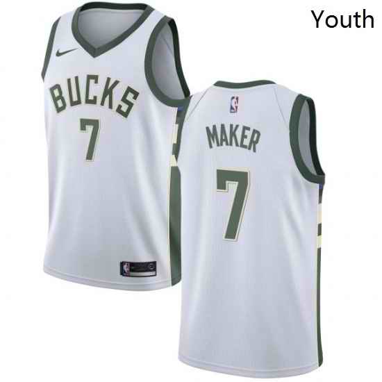 Youth Nike Milwaukee Bucks 7 Thon Maker Swingman White Home NBA Jersey Association Edition